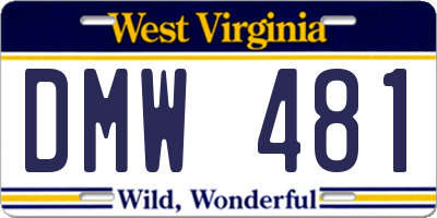 WV license plate DMW481