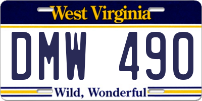 WV license plate DMW490
