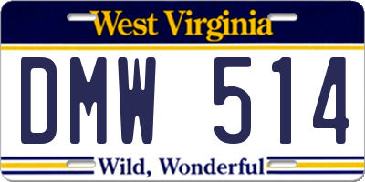 WV license plate DMW514