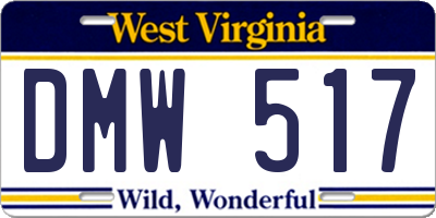 WV license plate DMW517