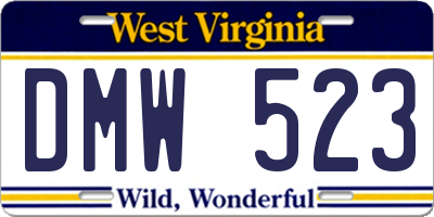 WV license plate DMW523