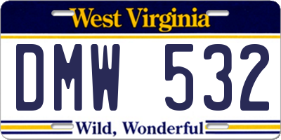 WV license plate DMW532
