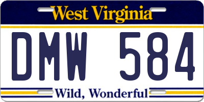 WV license plate DMW584