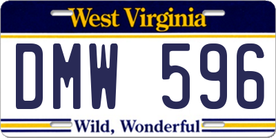WV license plate DMW596