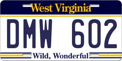 WV license plate DMW602