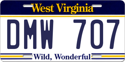 WV license plate DMW707