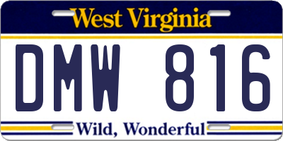 WV license plate DMW816