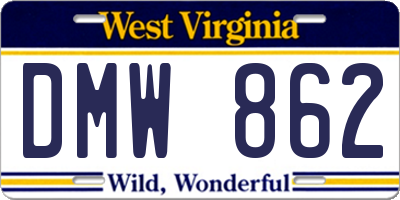 WV license plate DMW862