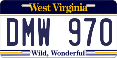 WV license plate DMW970