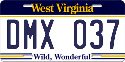 WV license plate DMX037