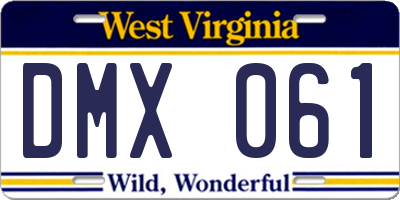 WV license plate DMX061