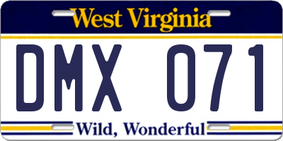 WV license plate DMX071