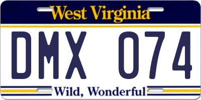 WV license plate DMX074