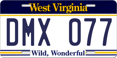 WV license plate DMX077