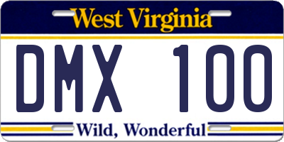 WV license plate DMX100