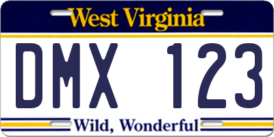 WV license plate DMX123
