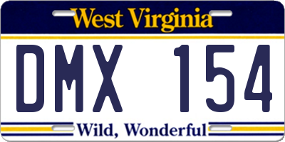 WV license plate DMX154