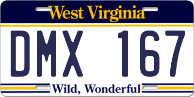 WV license plate DMX167