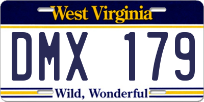 WV license plate DMX179