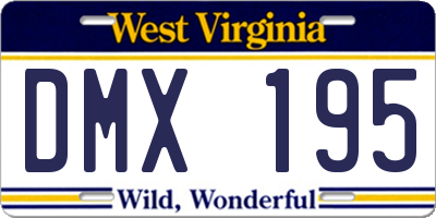 WV license plate DMX195