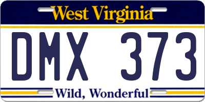 WV license plate DMX373