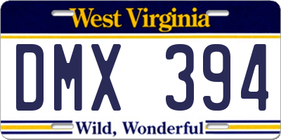 WV license plate DMX394