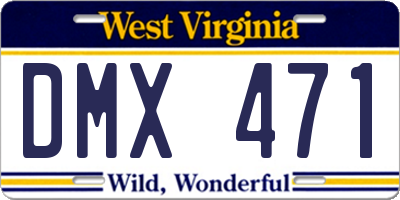 WV license plate DMX471