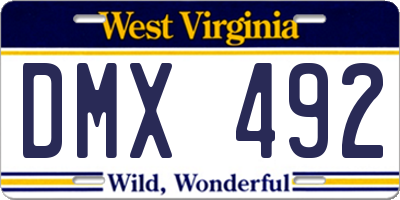 WV license plate DMX492