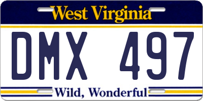 WV license plate DMX497