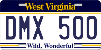 WV license plate DMX500