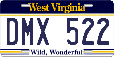 WV license plate DMX522