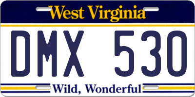 WV license plate DMX530