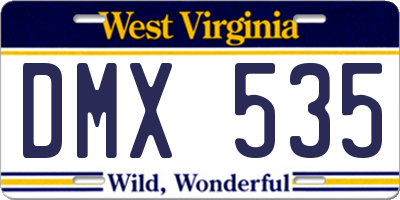 WV license plate DMX535