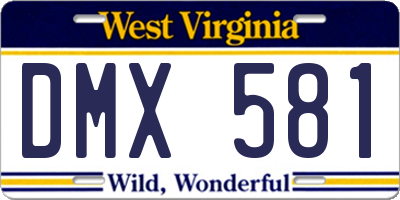WV license plate DMX581