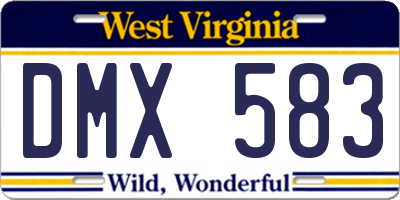 WV license plate DMX583