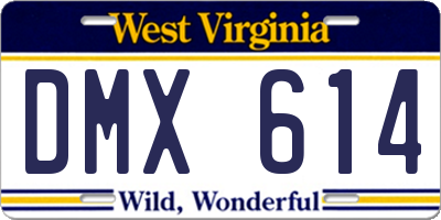 WV license plate DMX614