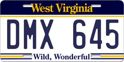 WV license plate DMX645