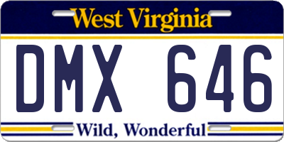 WV license plate DMX646