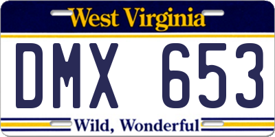 WV license plate DMX653