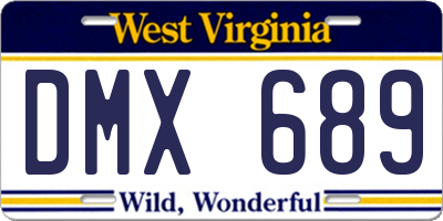 WV license plate DMX689
