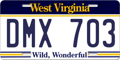 WV license plate DMX703