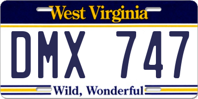 WV license plate DMX747