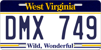 WV license plate DMX749