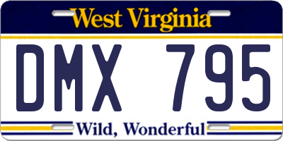 WV license plate DMX795