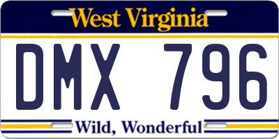 WV license plate DMX796