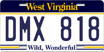 WV license plate DMX818