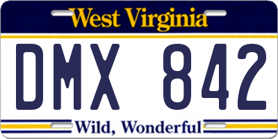 WV license plate DMX842