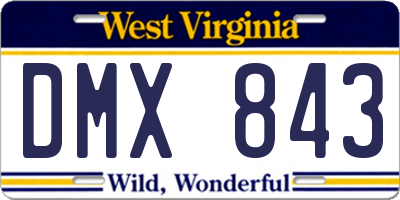 WV license plate DMX843