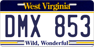 WV license plate DMX853