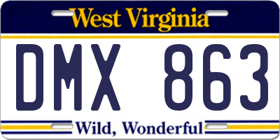 WV license plate DMX863